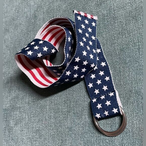 🔥❤️🔥 25” USA Stars & Stripes Patriotic Belt Unisex Double Loop Buckle EPC - Picture 2 of 11